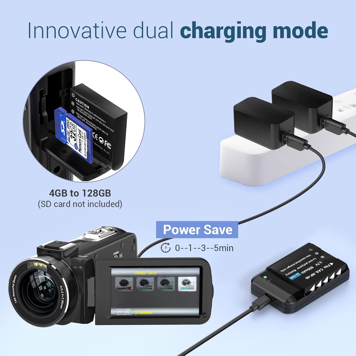 Video Camera 2.7K Camcorder, 2 Charging Mode Digital Camera IR Night Version, 30FPS 36MP 3.0 Inch LCD 16X Digital Zoom Vlogging Camera for YouTube with 2.4G Remote Control, 2 Batteries Pack of 2