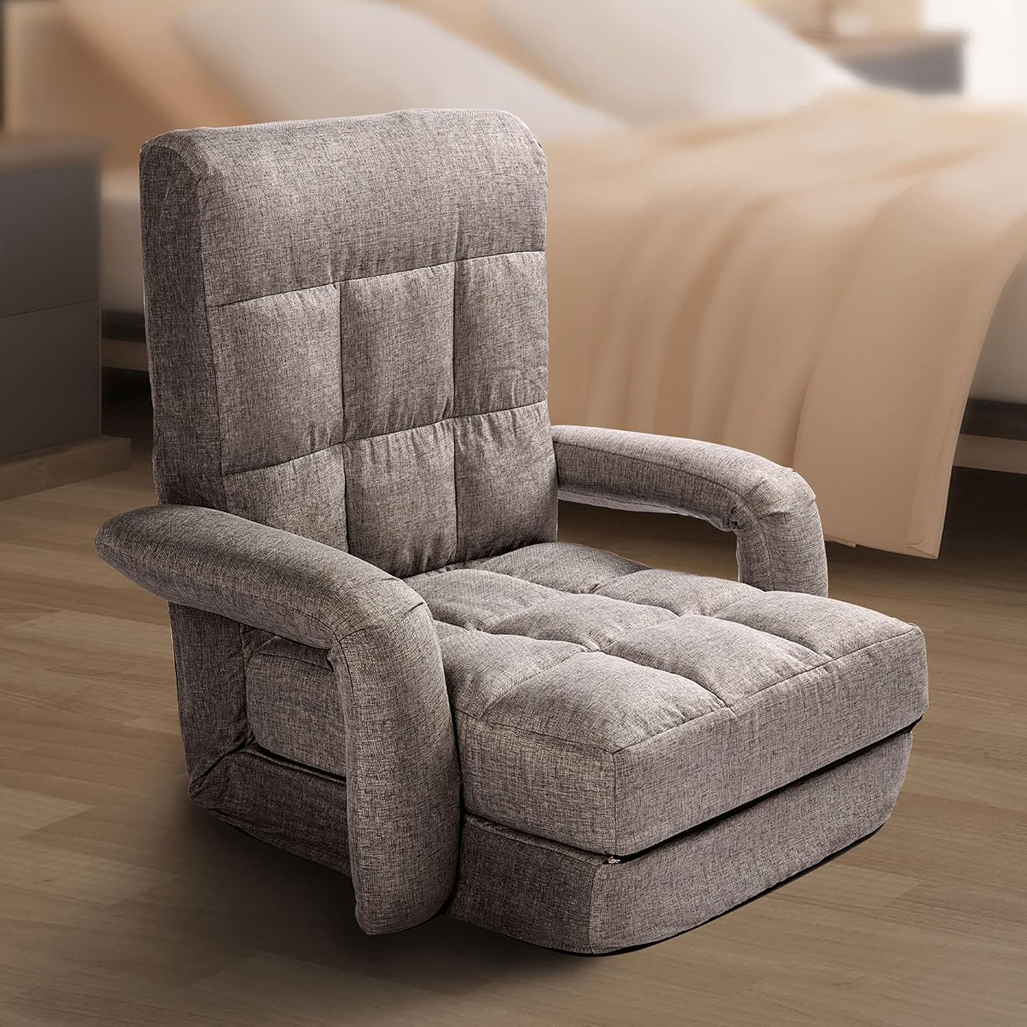 EdwnTung Floor Chaise Lounge Chair Folding Floor Sofa Folding Video Gaming Chair with Protector Legs Arm Rest and Back Support Chaise Lounge Sofa for Living Room