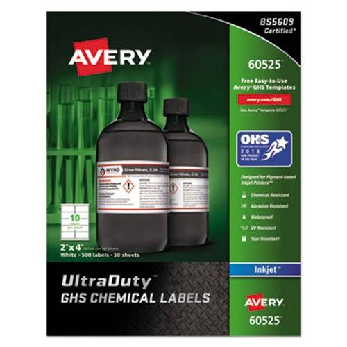 Avery Dennison 60525 2 x 4 in. UltraDuty GHS Chemical Labels - 500 per Pack White
