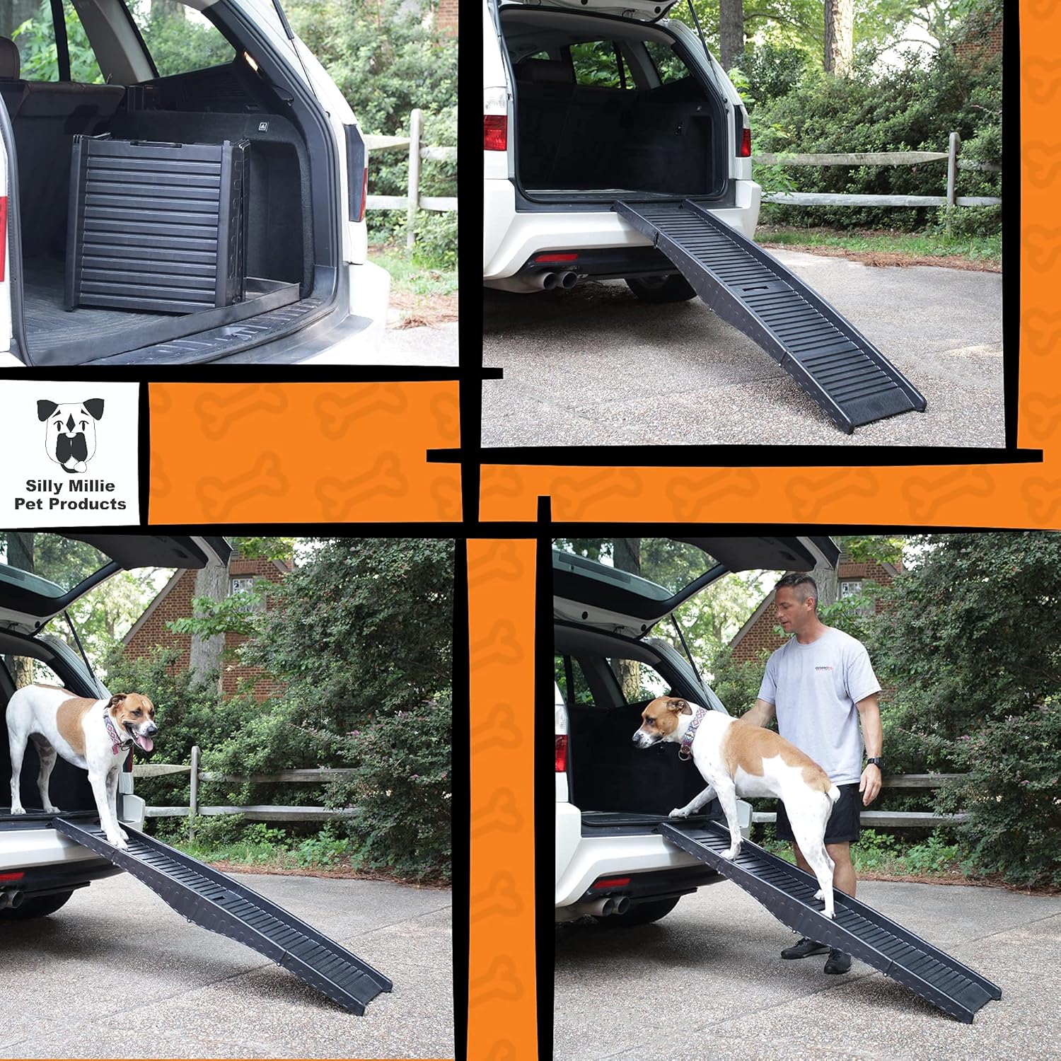 Silly Millie Compact Folding Pet Ramp for Your Dog & Cat. Great for Cars, Trucks and SUVs Pack of 2