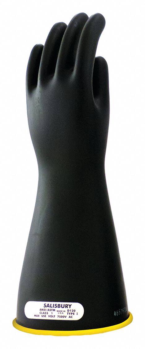 Salisbury Electrical Insulating Gloves, Voltage Class Class 1, Black/Yellow, 7500V AC / 11,250V DC, 1 PR [PK/1] Model: E114YB/11