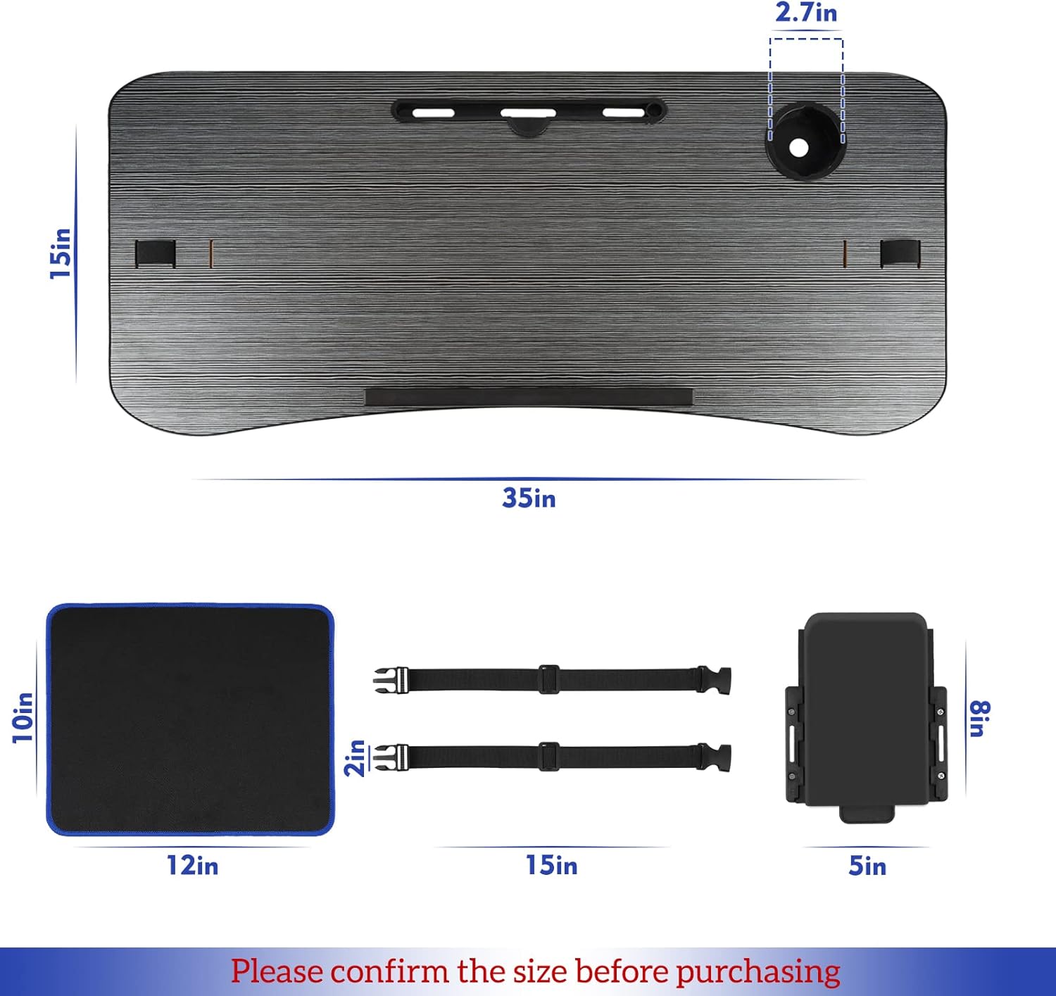 Natheeph Treadmill Desk Attachment, Upgrade Treadmill Desk Workstation with Non-Slip Mat, Universal Treadmill Laptop Holder with Drawer for Notebook/Laptop (Black) Pack of 2