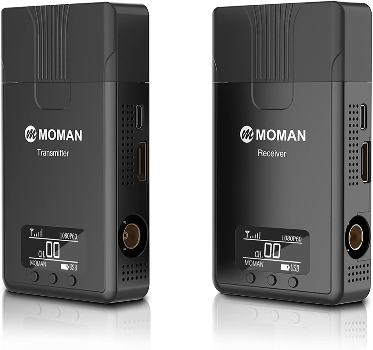 Wireless Video Transmission System, MOMAN Matrix 600S, SDI and HDMI Transmitter and Receiver for Blackmagic BMPCC Camera Atomos Ninja v with 600ft Range, Inbuilt Antennas Zero Noise, 0.08s Latency