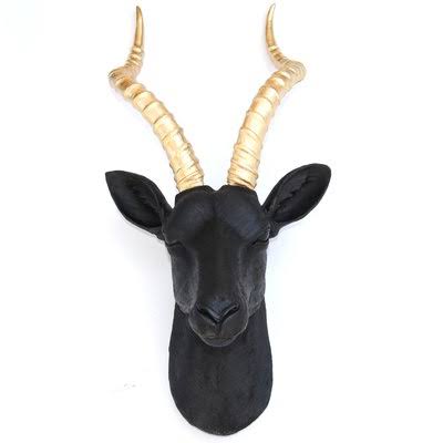 Near and Deer Large Antelope Head Wall D&eacute;cor Color: Black/Gold