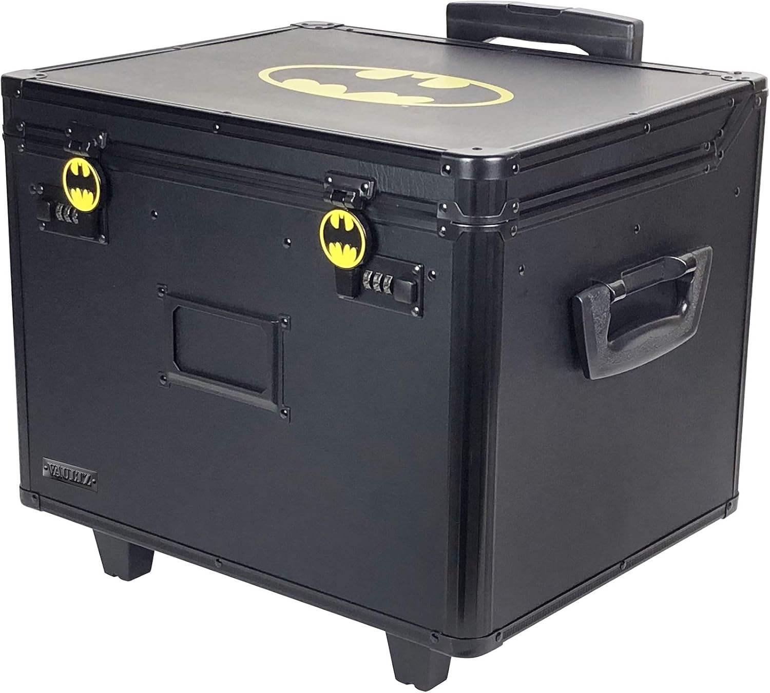 Vaultz VZ00685 Locking Mobile Rolling File Storage Chest, Letter/Legal Wheelie Case, Black/White Stripes