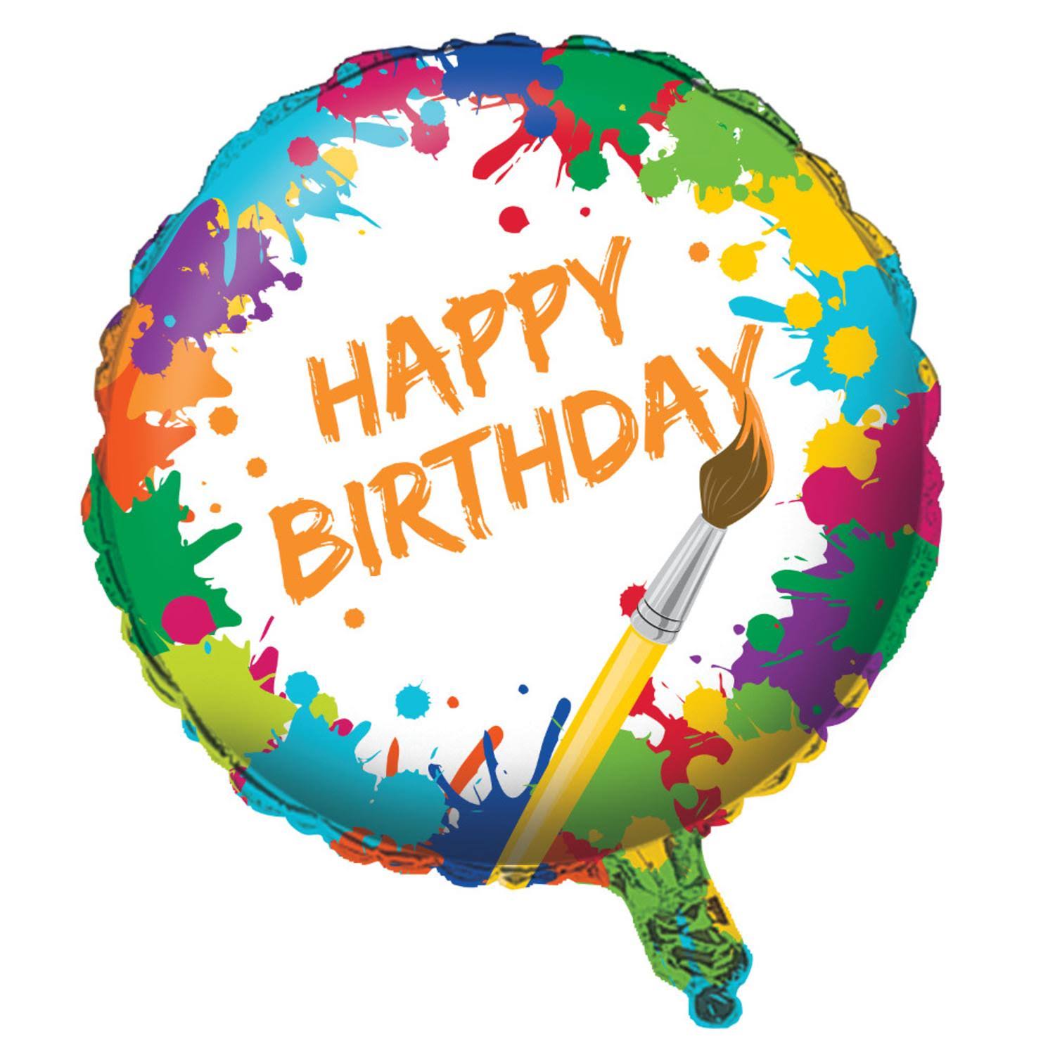 Party Central Club Pack of 10 White and Orange Art Party Happy Birthday Metallic Foil Party Balloons 18x22