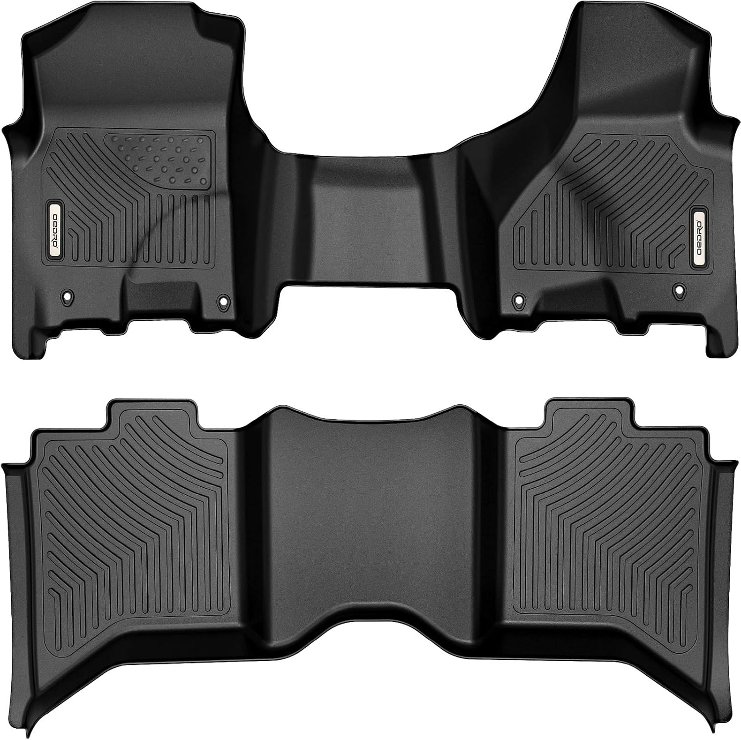 OEDRO Floor Mats Compatible for 2012-2018 Dodge Ram 1500/2500/3500 Crew Cab, 2019-2022 Dodge Ram 1500 Classic Crew Cab, Unique Black TPE All-Weather Guard Includes 1st and 2nd Row: Full Set Liners