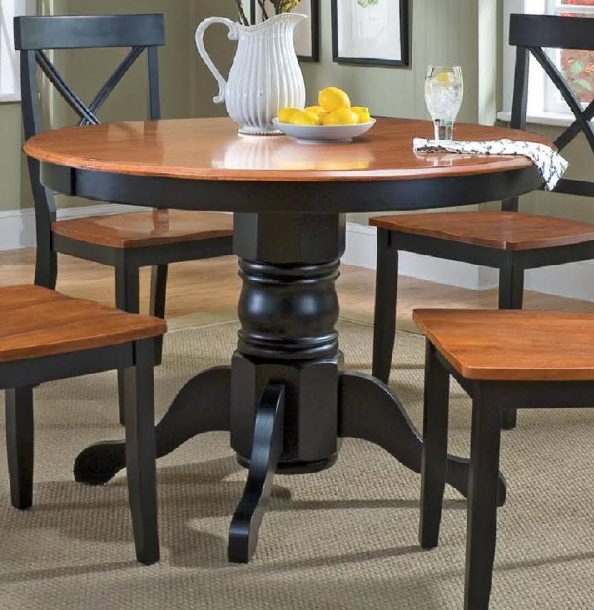 Cottage Black/Oak 5 Piece 42x22 Round Dining Set with 4 Chairs by Home Styles