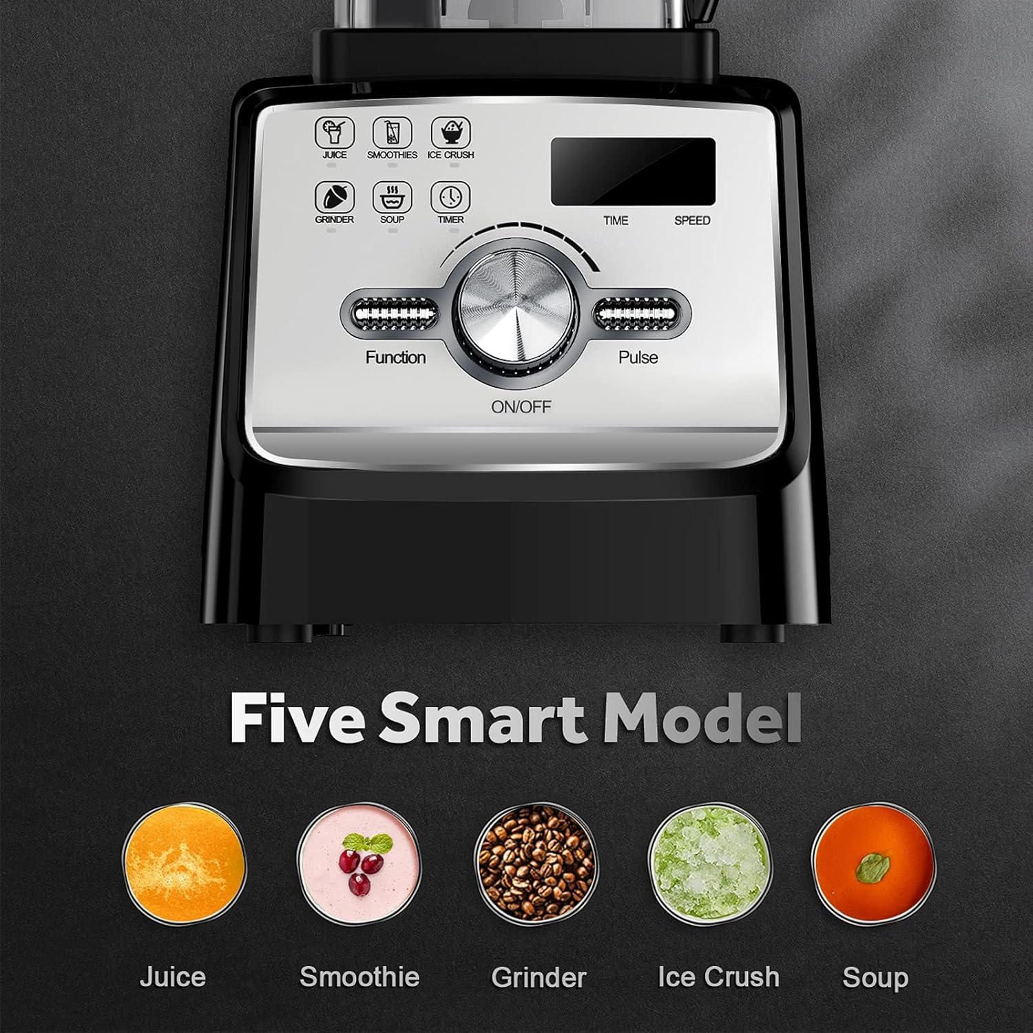 Countertop Blender 1400 Watt Base Pulse Feature High Speed Professional Ice Crusher Grinder 2000ML Large Capacity Food Processor Five Smart Modes and Built-in Timer for Juice Shakes Smoothies Dessert Soup