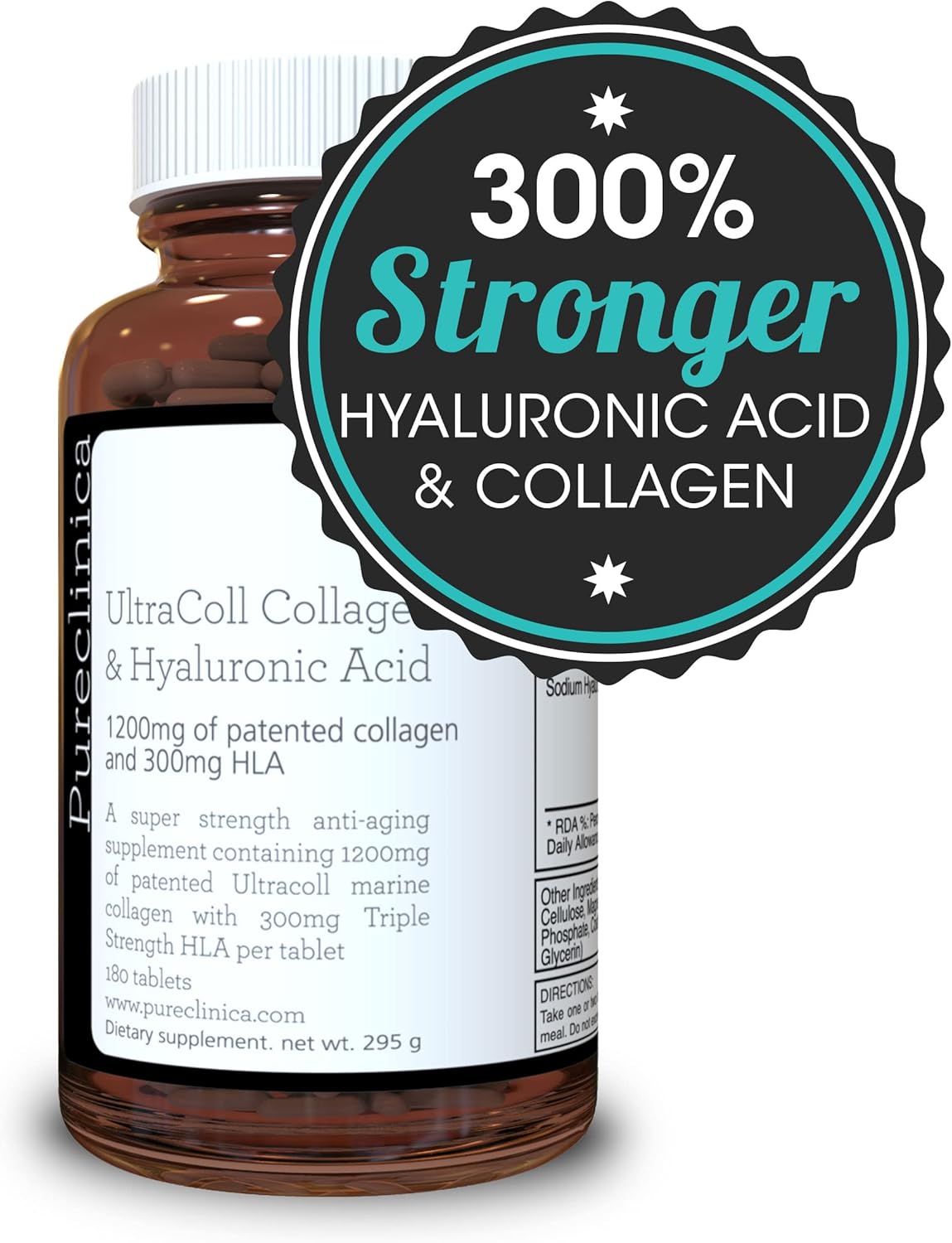 1500mg x 720 Tablets. 1200mg of UltraColl Collagen & 300mg of Hyaluronic Acid per Tablet. (4 Bottles of 180 Tablets Each - 12 Months Supply). SKU: UCHL3x4