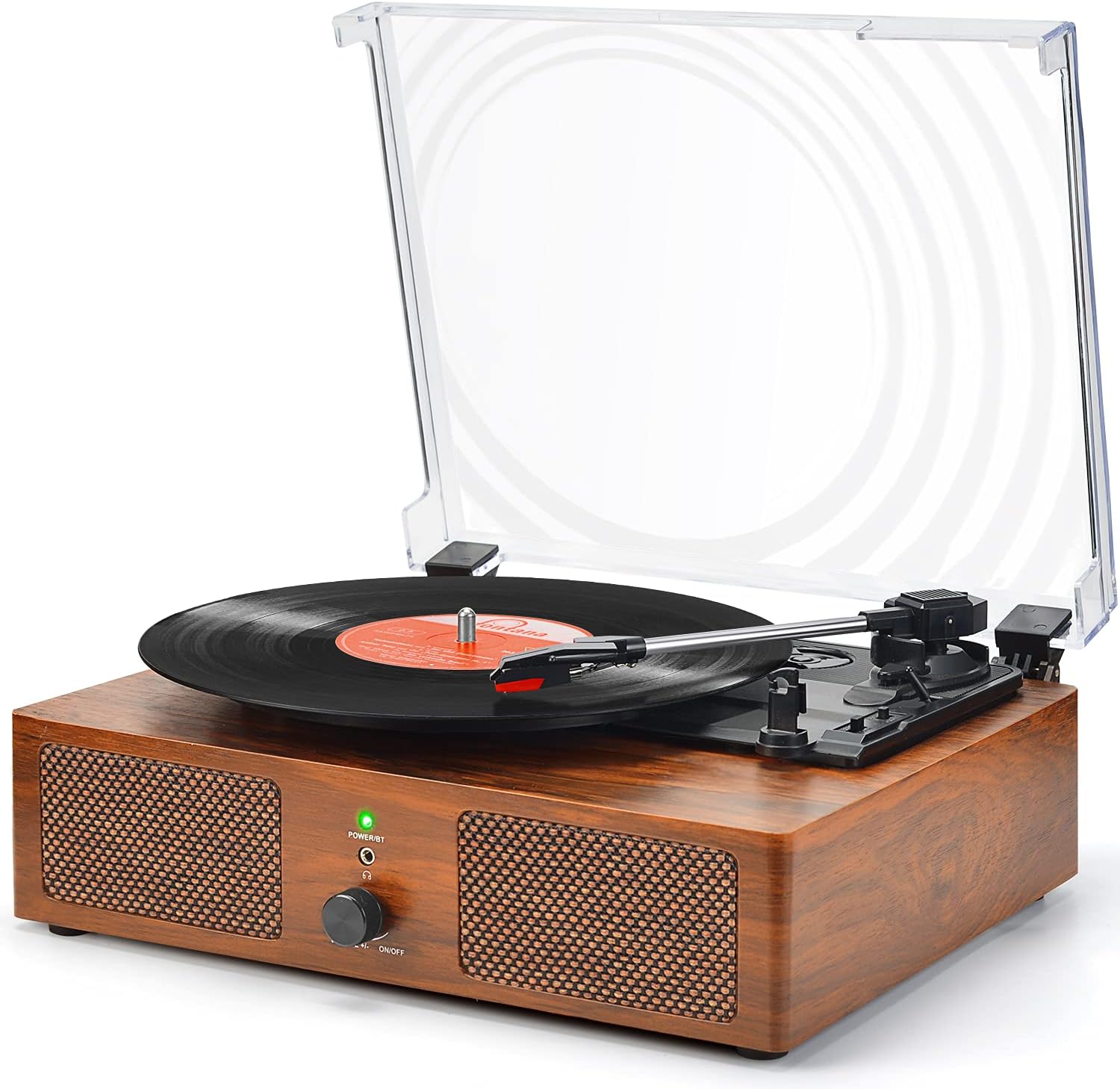 Turntable Vinyl Record Player Bluetooth with Built-in Speakers USB Input Portable Vintage 3 Speed LP Player with RCA Line Out AUX in Headphone Jack Pack of 2