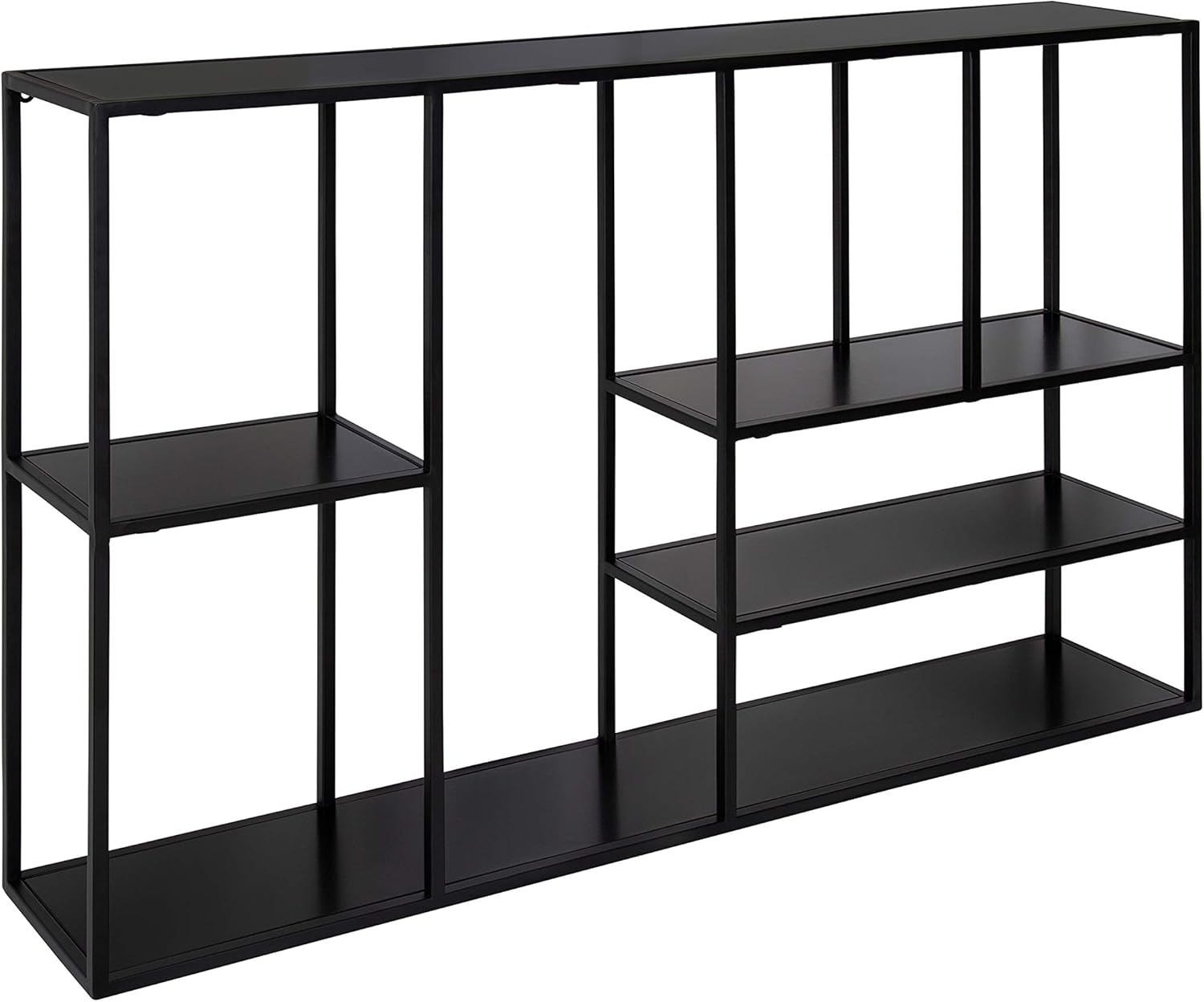 Kate and Laurel Ulna Modern Floating Wall Shelves with Black Metal Frame, 36