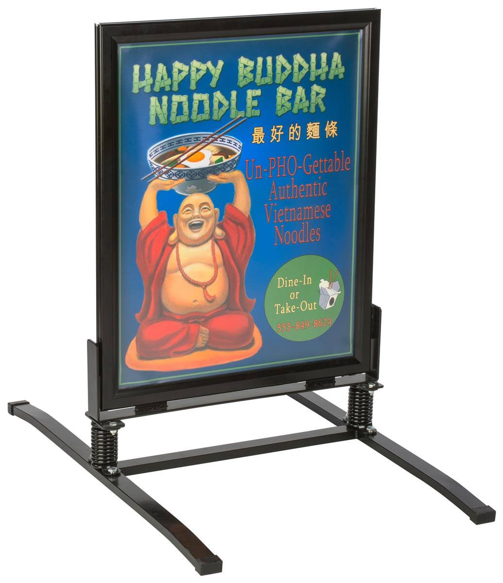 Displays2go 22 inch x 28 inch Sidewalk Sign, Waterproof, Snap Frame, Spring Base, 2 Sided, Black (ows2228b)