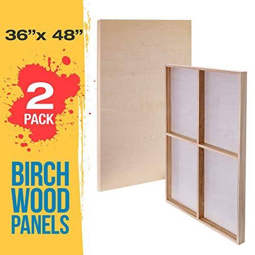 U.S. Art Supply 36x22 x 48x22 Birch Wood Paint Pouring Panel Boards, Gallery 1-1/2x22 Deep Cradle (Pack of 2) - Artist Depth Woo