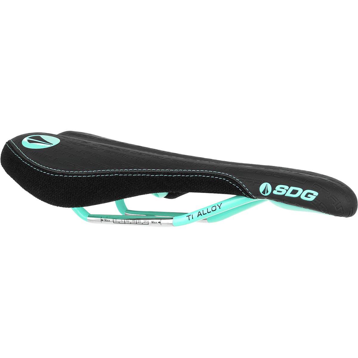 SDG Fly Mtn Ti-Alloy Rail Saddle - Black-Teal