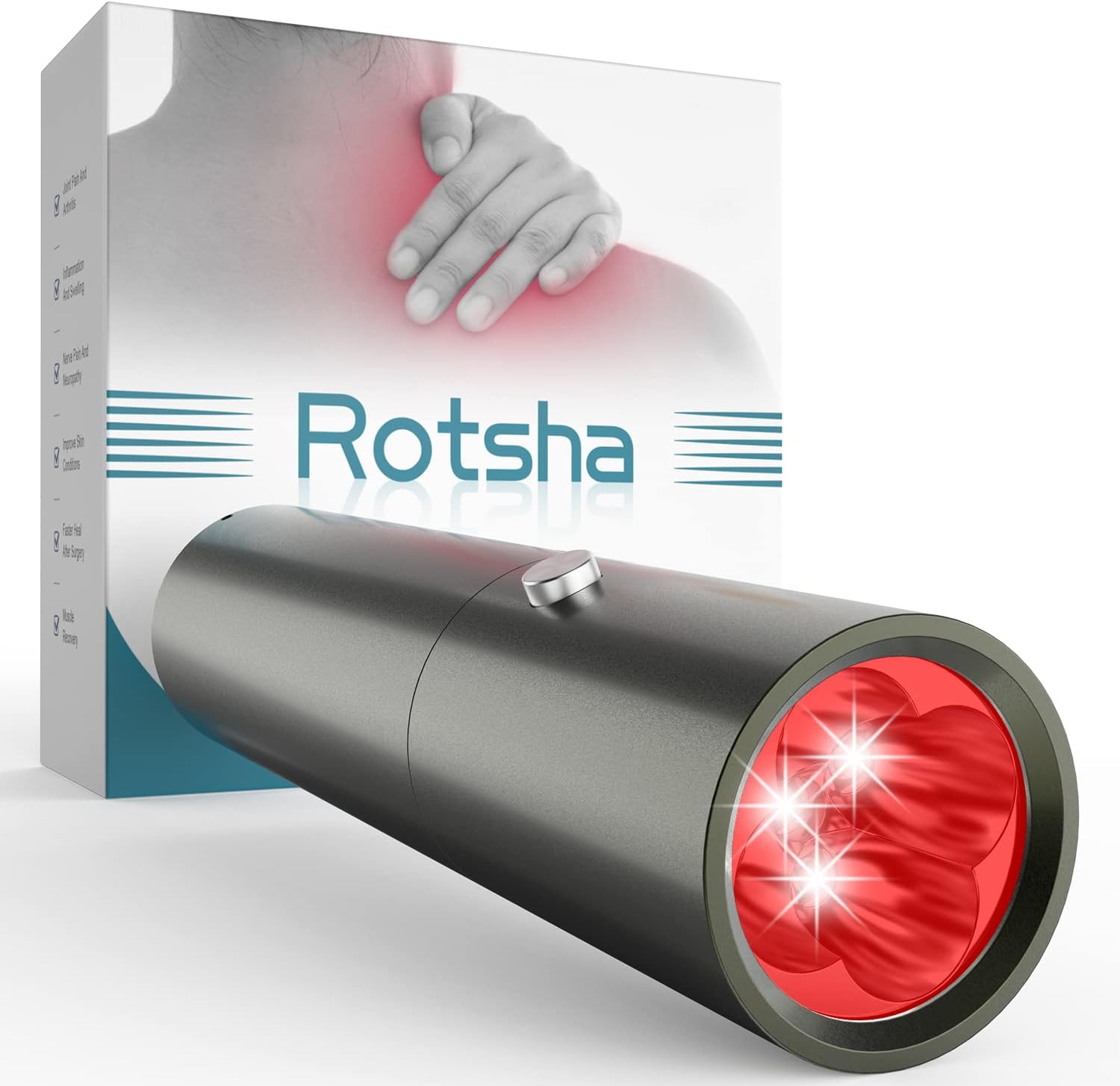 Rotsha Red Light Therapy Device - 3-in-1 Red Infrared Blue Light 940nm 660nm for Pain Relief on Body, Knee, Ankle, Hands, Feet, Dogs, Muscle Stiffness and Improve Face Skin, Upgraded to 5 LEDs