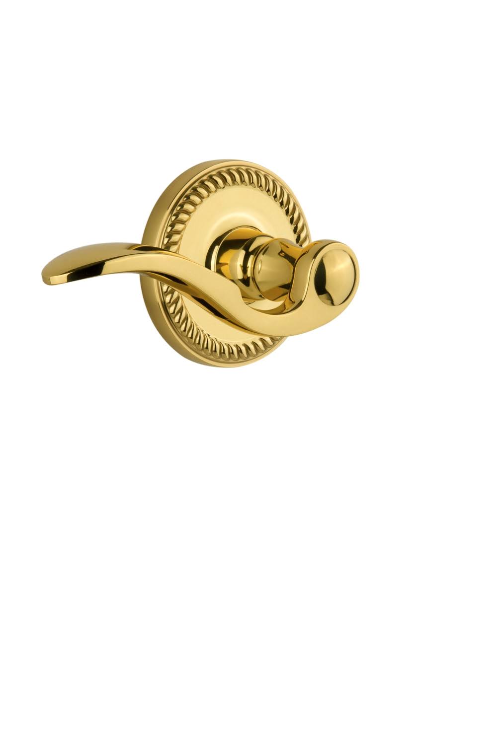 Bellagio Privacy Door Lever with Newport Plate Grandeur Finish: Lifetime Brass
