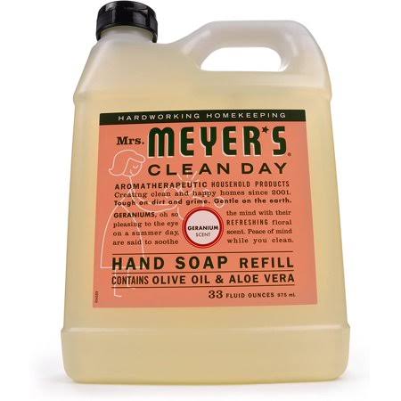 Mrs. Meyer's Clean Day Liquid Hand Soap Refill, Cruelty Free and Biodegradable Formula, Geranium Scent, 33 oz, 3 Packs