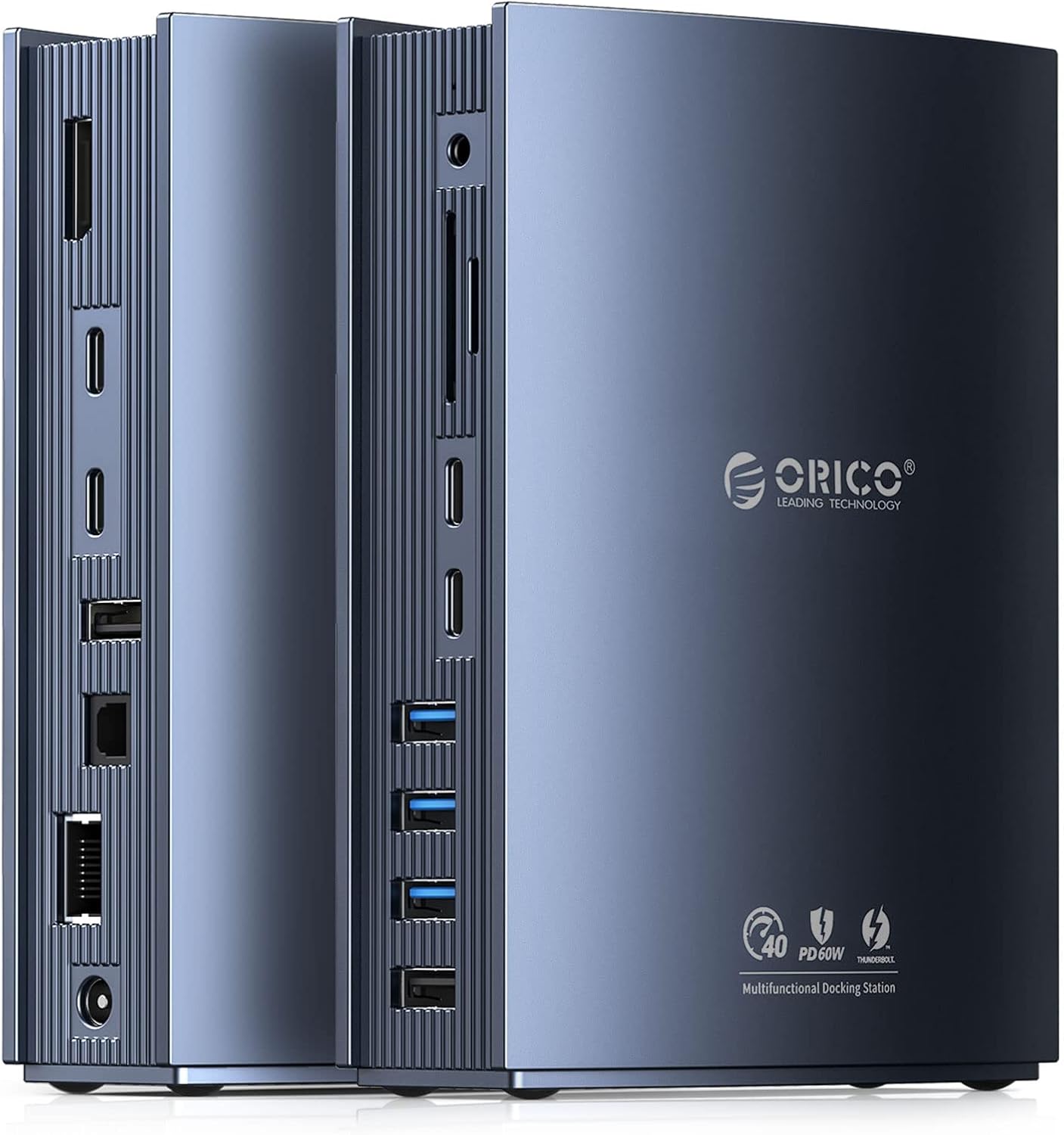 Thunderbolt 3 Dock, ORICO USB C Docking Station Dual Monitor, 15 in 1 Docking Station for USB-C Laptop, Dual 4K@60Hz Display, DP1.4 Displayport,USB-A Gen 1, USB-C Gen 2, for MacBook Mac & Windows