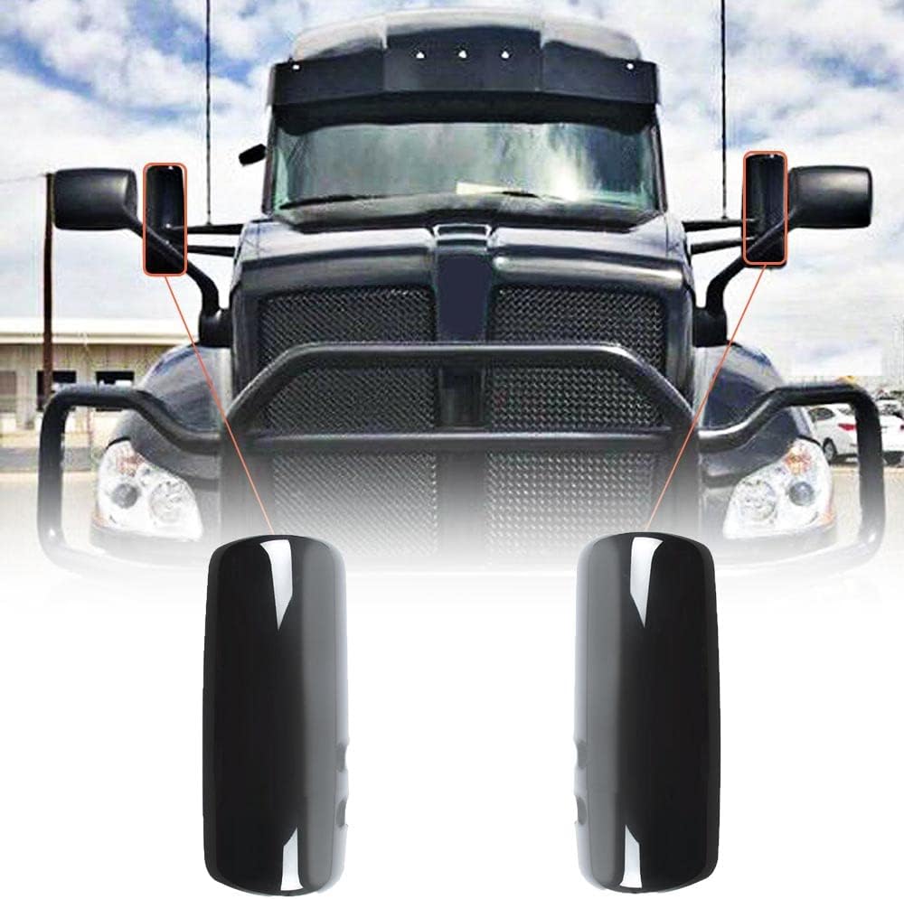 High Soar Black Door Mirror Covers for Kenworth T680 T880, Left Driver / Right Passenger Side(A Pair)