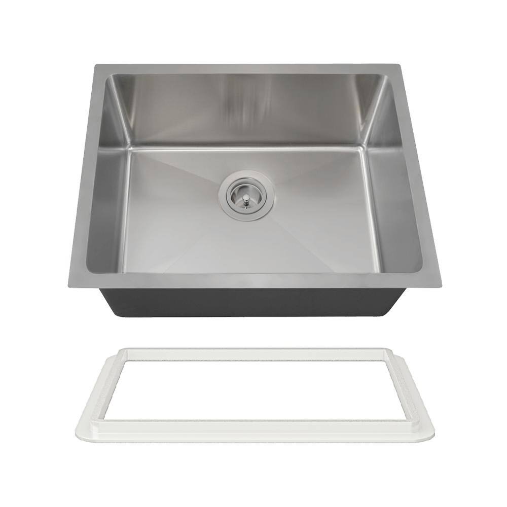 Mr Direct Stainless Steel 23 in. Single Bowl Undermount Kitchen Sink with Black SinkLink