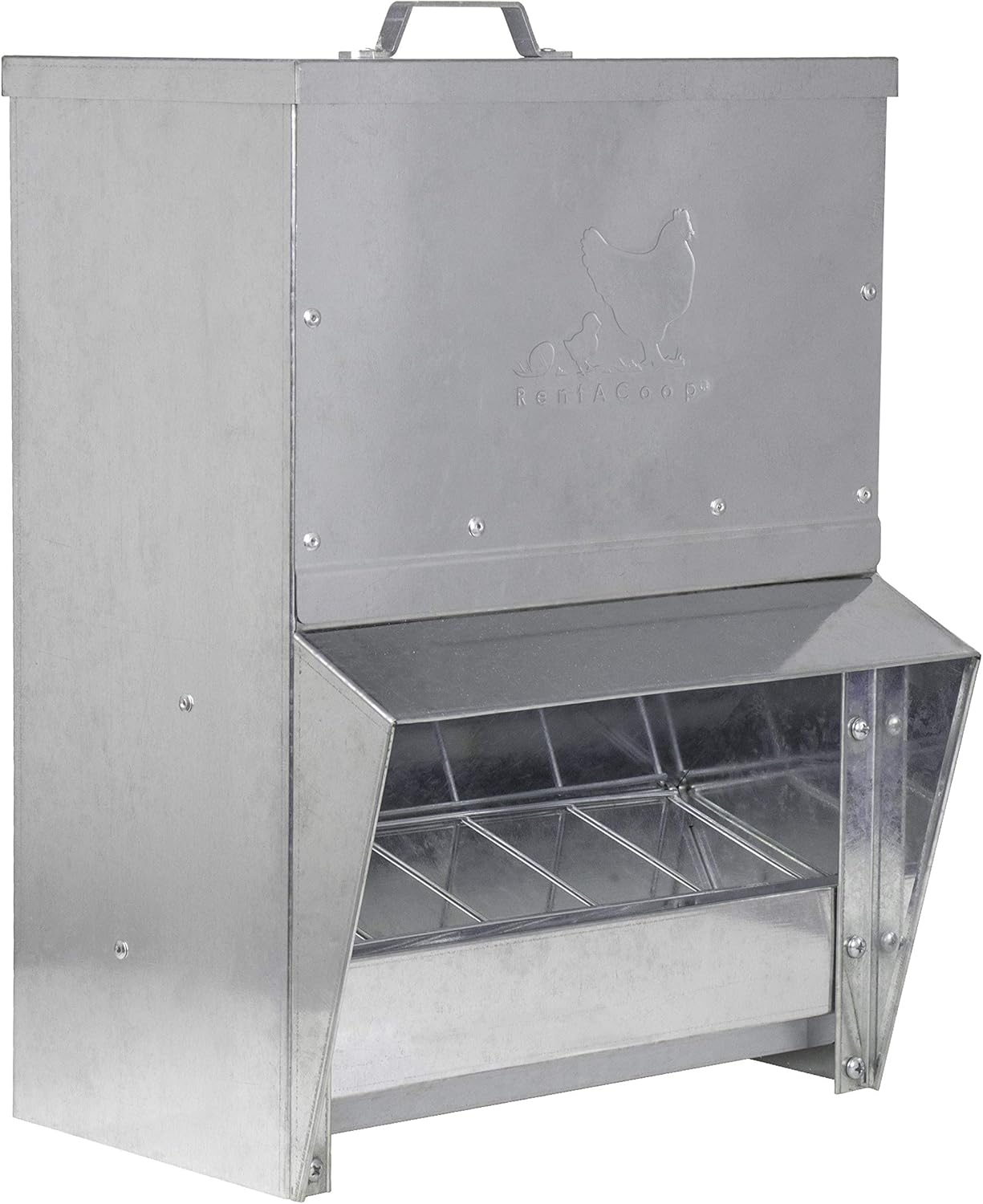 Mounted Metallic Poultry Feeder: Chickens/Ducks/Etc. (25 LBS) Pack of 2