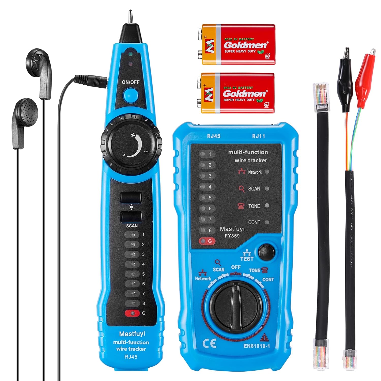 Network Cable Tester, RJ11 RJ45 Line Finder, Wire Tracker Multifunction with Probe, Ethernet LAN Network Cable Maintenance Collation, Telephone Line Test, Earphone