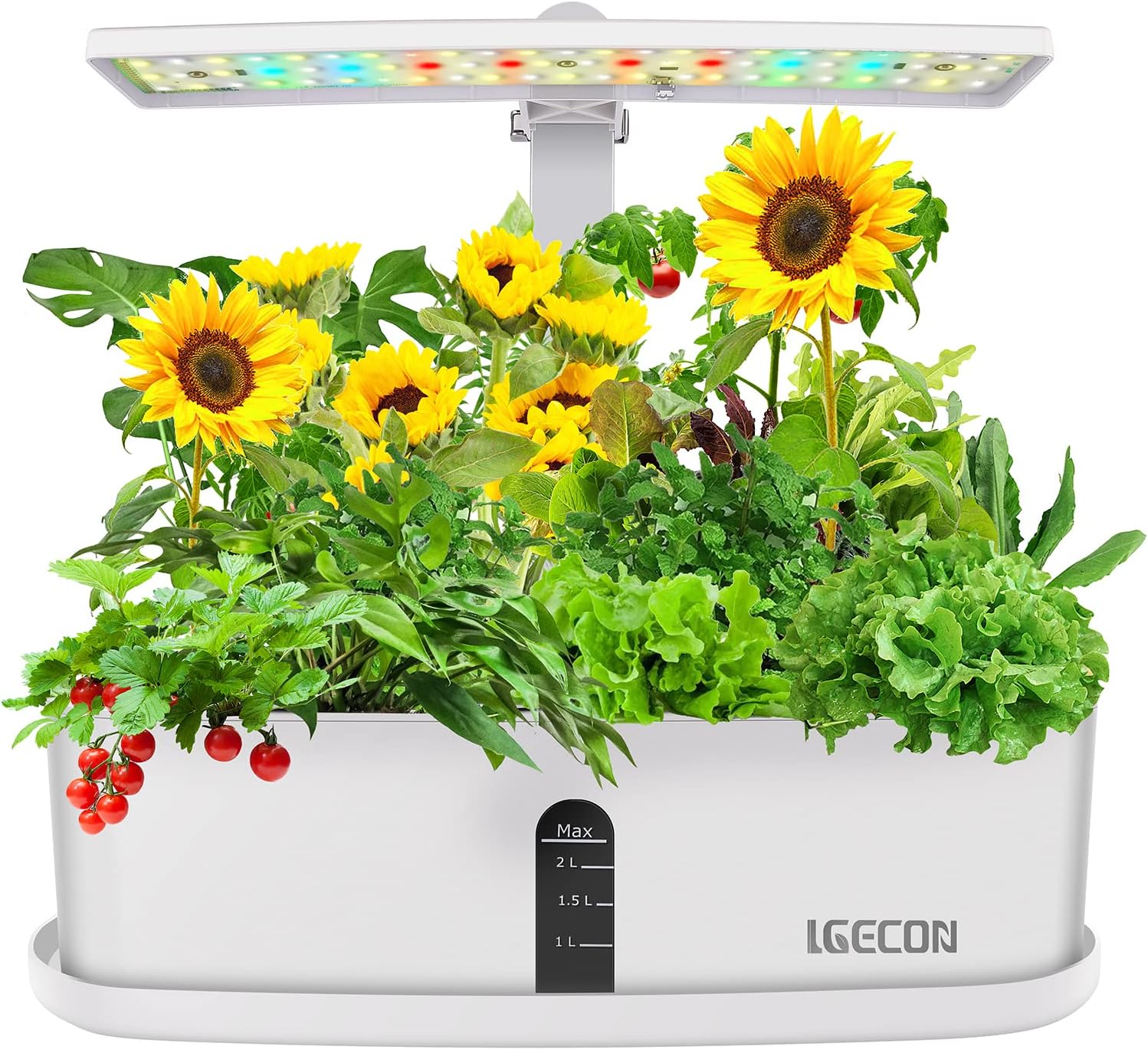 LGECON Hydroponics Growing System, 10 Pods Indoor Growing Kit with LED Grow Lights, Automatic Timer, 4 Modes,Height Adjustable (White) Pack of 2