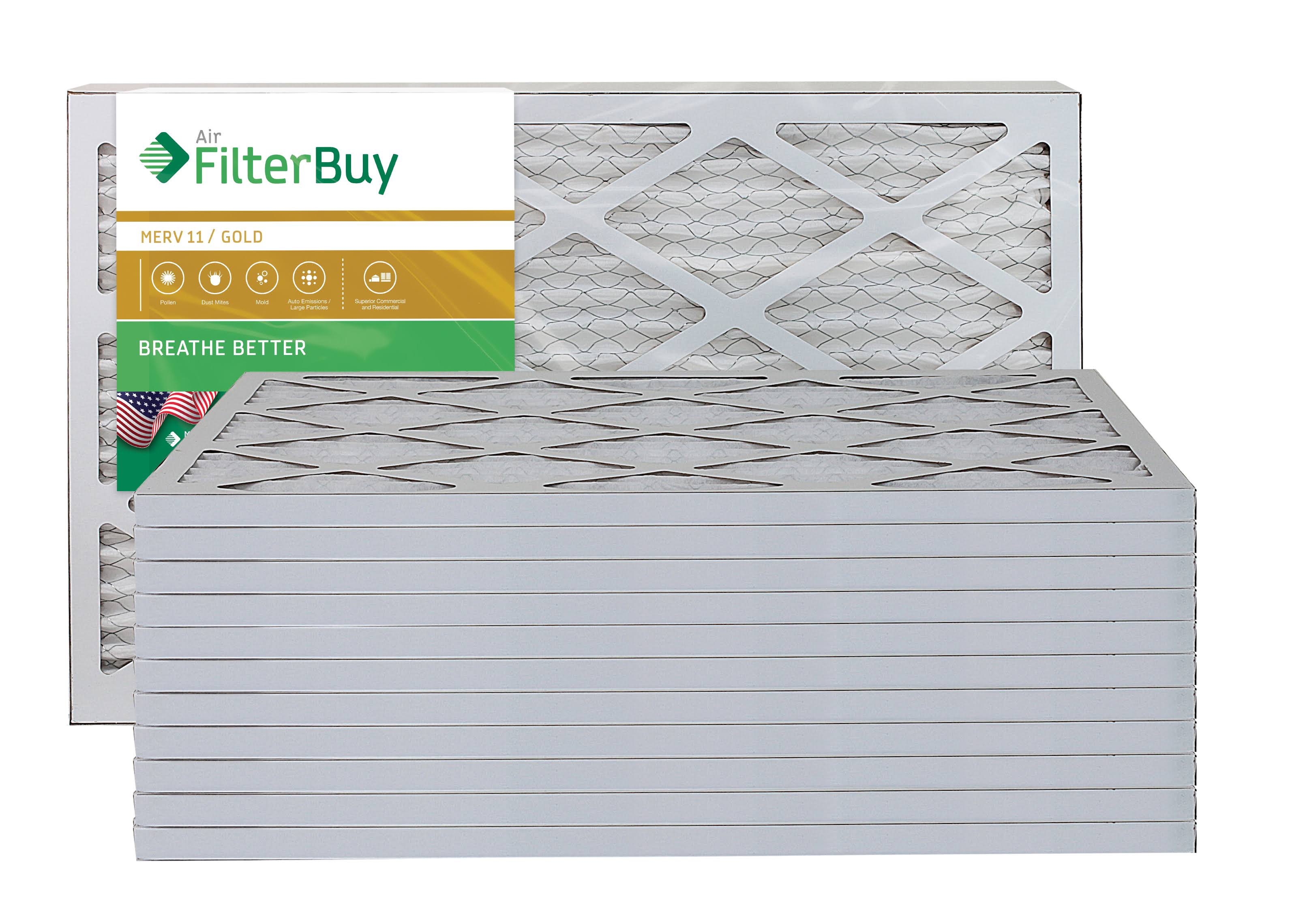 Filterbuy 16x22x1 Air Filter MERV 11, Pleated HVAC AC Furnace Filters (12-Pack, Gold)