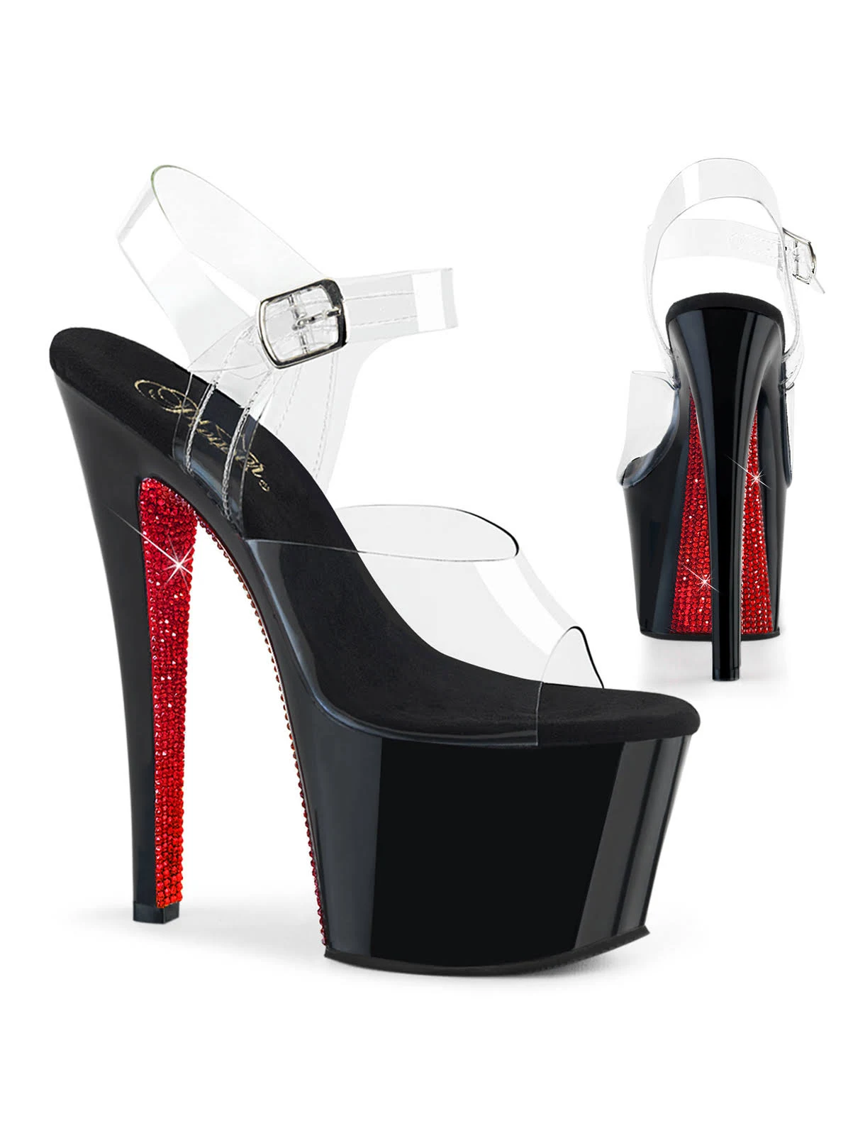 Pleaser - SKY-308CRS 7 / Clear/Black-Red RSTN