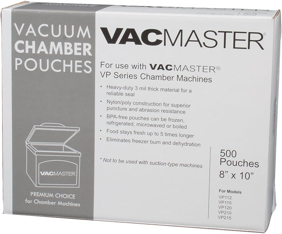 VacMaster 40722 3-Mil Vacuum Chamber Pouches, 8-Inch by 10-Inch, 500 per Box Pack of 2