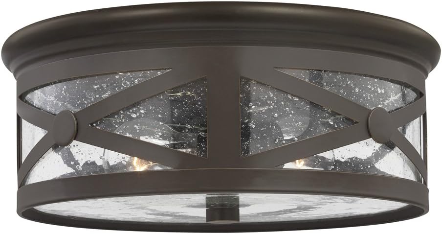 Sea Gull Lighting 7821402-12 Two 7821402-12-Two Light Outdoor Ceiling Flush Mount, Black