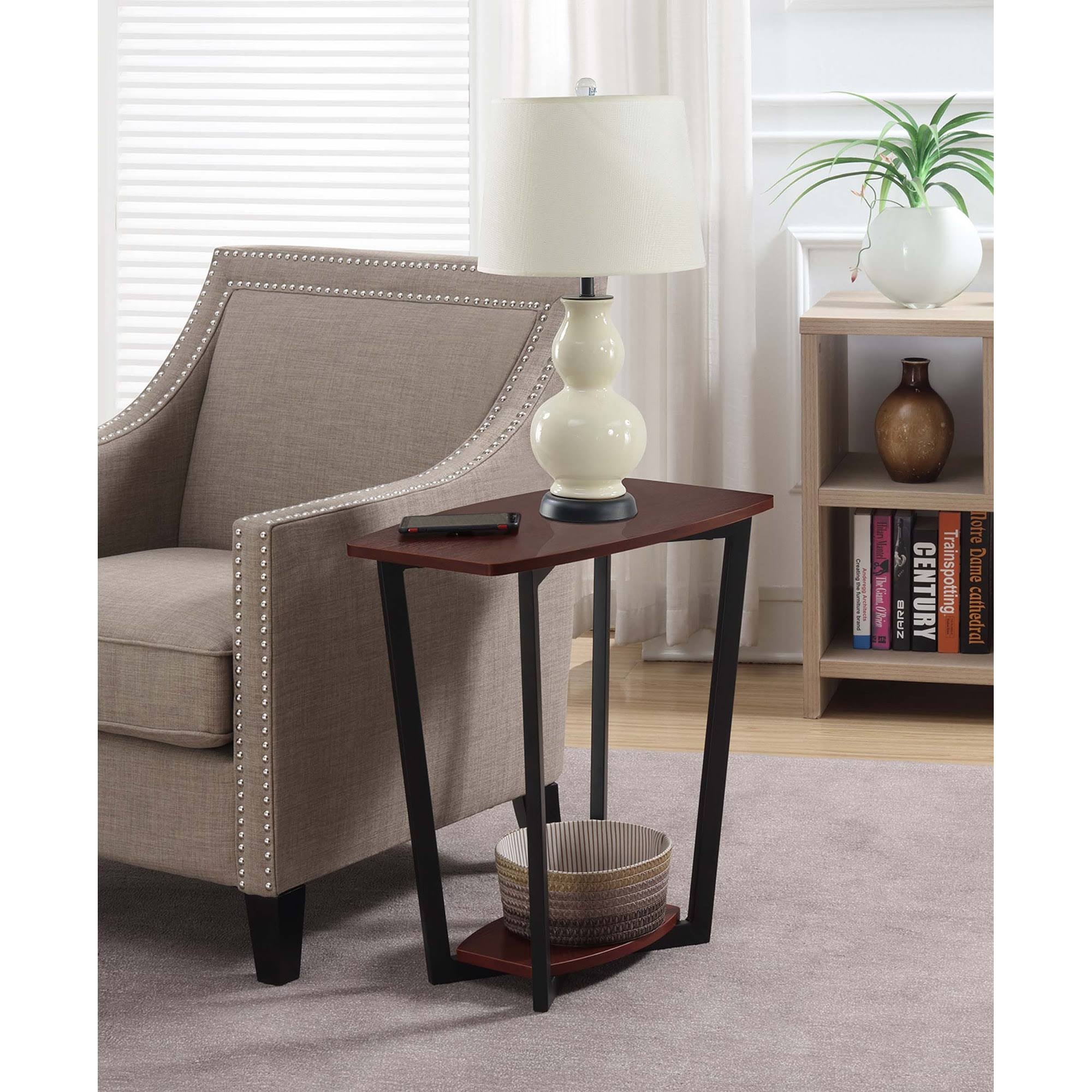 Porch u0026 den Clouet Modern End Table - Cherry/Black Frame