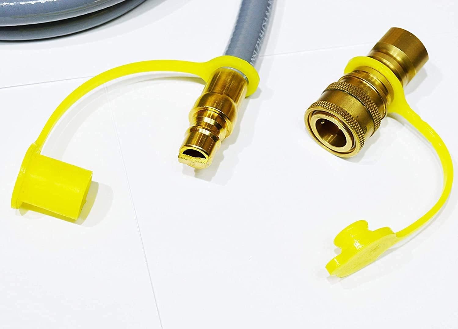 AuPro 1/2 Gas Port Plug and Dust Cap 1/2'' Quick Disconnect Connect Propane Natural LP, Yellow, 3/8'' Pack of 2