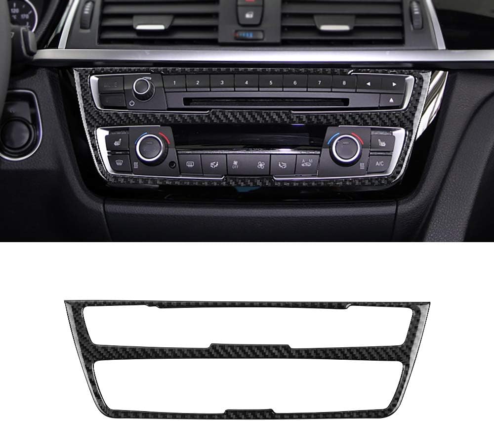 ramuel Compatible with Interior Carbon Fiber Center Consoles CD Panel Decoration Frame Trim for BMW 3 4 Series GT F30 F32 F34 2013 2014 2015 2016 2017 (Black