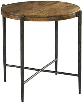Hekman Furniture Metal Wood End Accent Side Table – Dark Weathered Finish, Flat Base, Assembly Required, Traditional Home Furniture, Round End Table