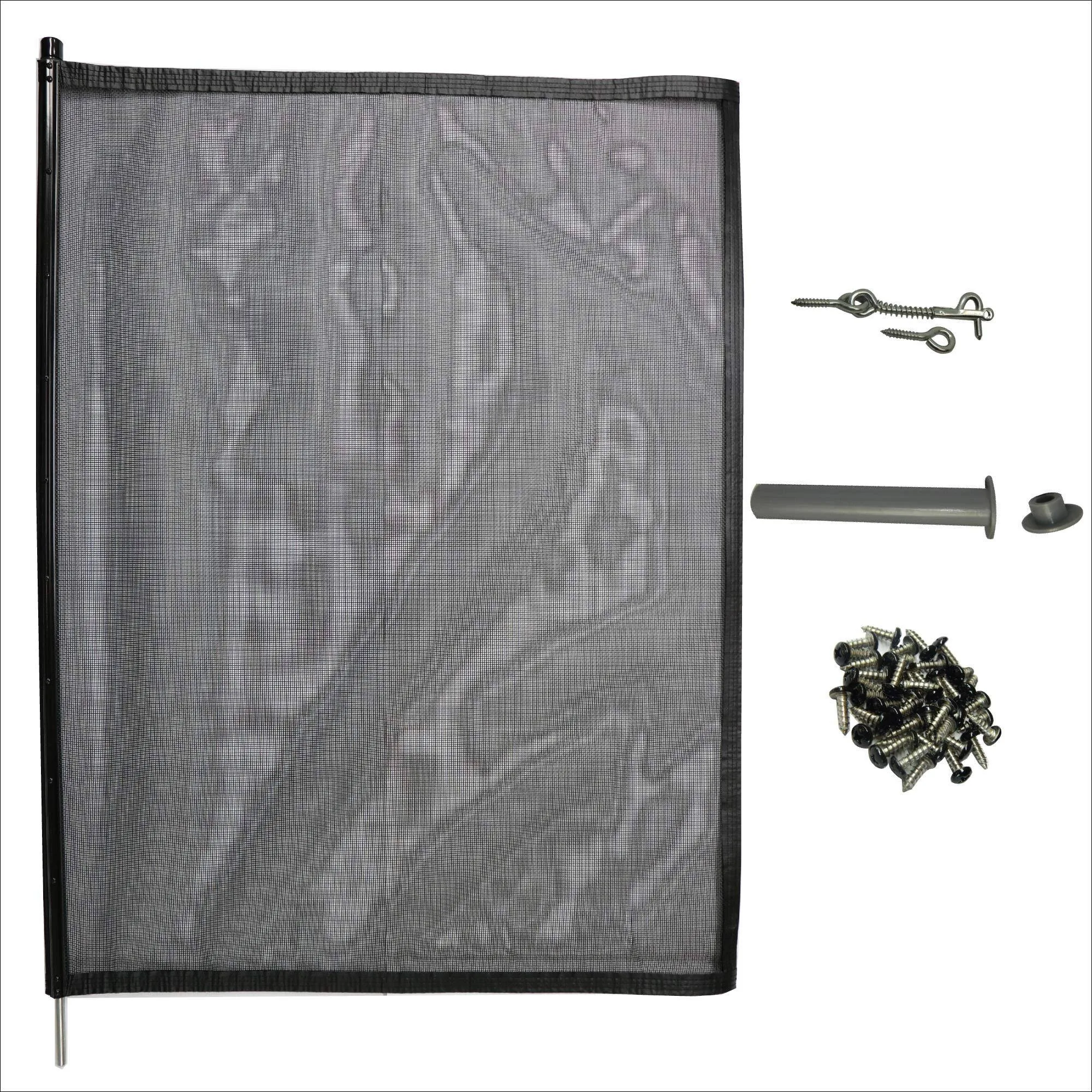 5 ft. H x 3 ft. W Pool Fence DIY Extension Section, Black with 1 Pole with A Steel Pin at The Base for A 1/2 in. Hole