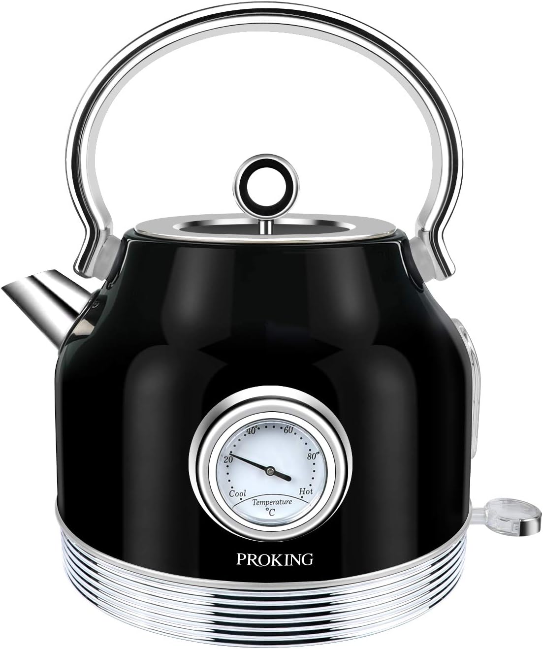 Retro Electric Kettle Stainless Steel 1.7L Tea Kettle, Hot Water Boiler with Thermometer&Led Light, Fast Boiling, Auto Shut-Off&Boil-Dry Protection (Beige) Pack of 2