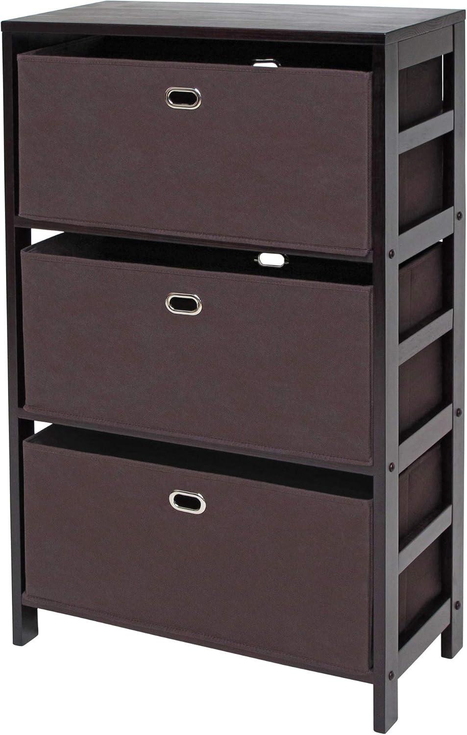 Winsome Torino 4-PC Set Shelf w/Black Fabric Baskets Storage and Organization, Espresso/Chocolate