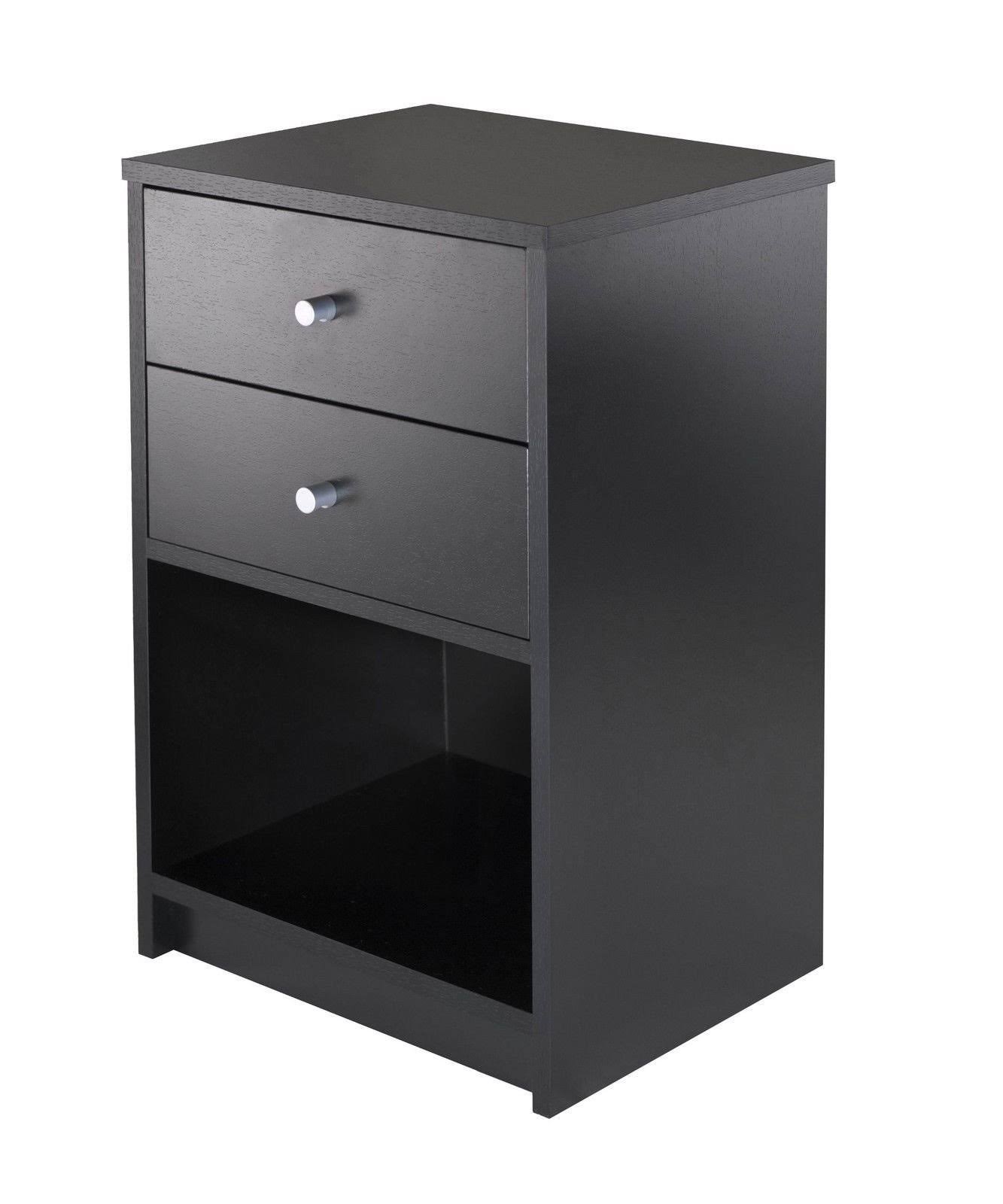 Winsome Ava Accent Table with 2-Drawer in Black Finish