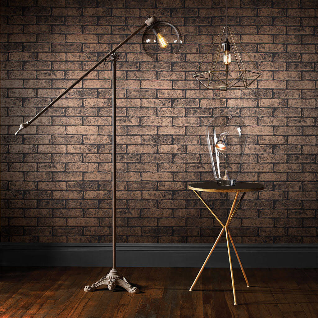 Graham u0026 Brown Metallic Brick Bronze Black Wallpaper