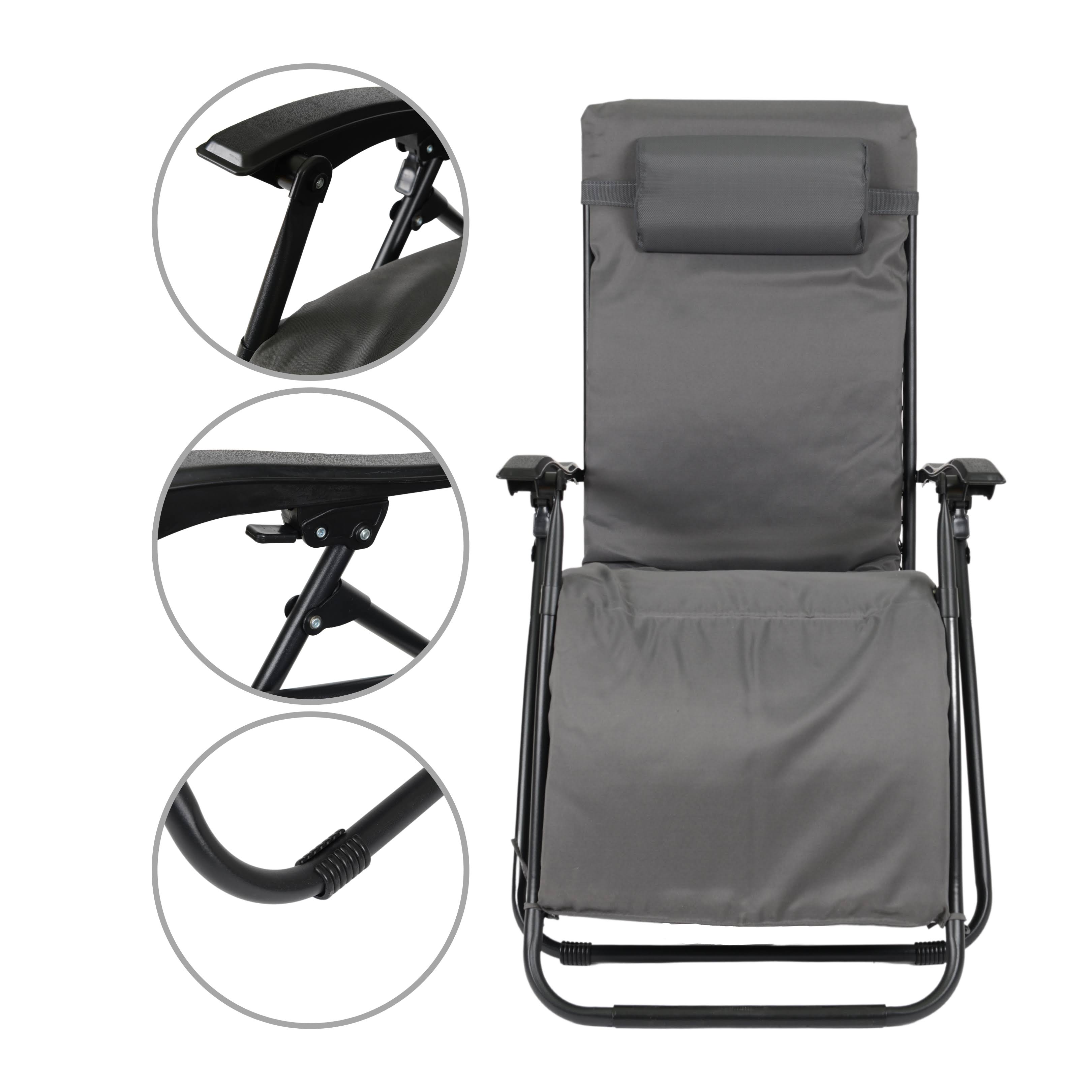 Dcplan Zero Gravity Lounge Chair Set 2 Pack Adjustable Folding Lounge Recliners for Patio Outdoor Yard Beach Pool Color (Charcoa