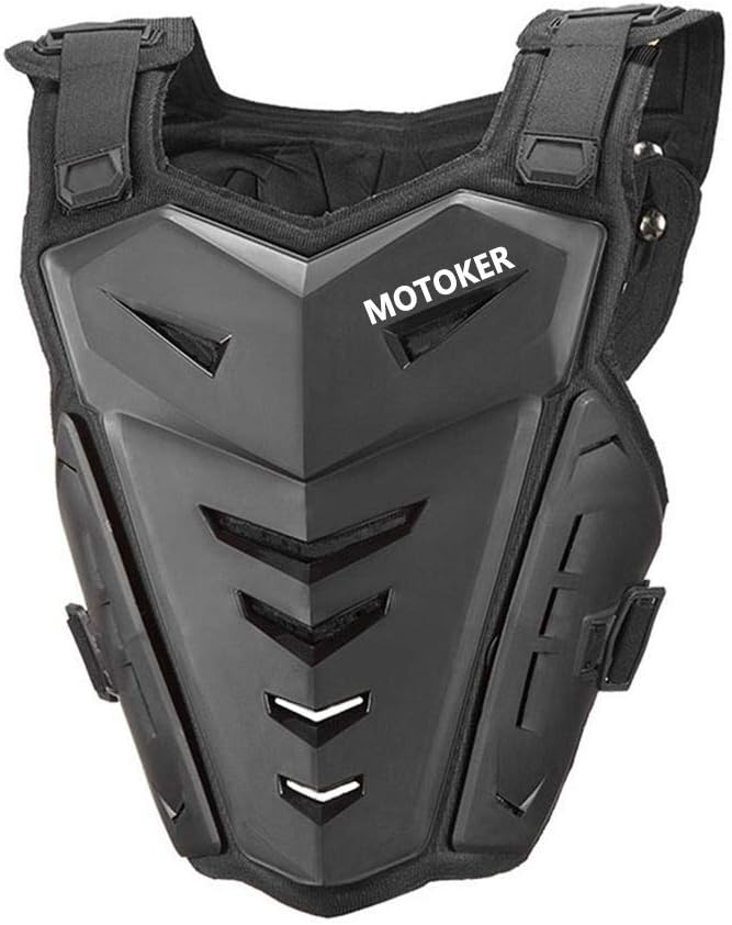 MOTOKER Adult Motorcycle Chest Protector Riding Armor Back Protector Motocross Off-Road Racing Vest (Black)