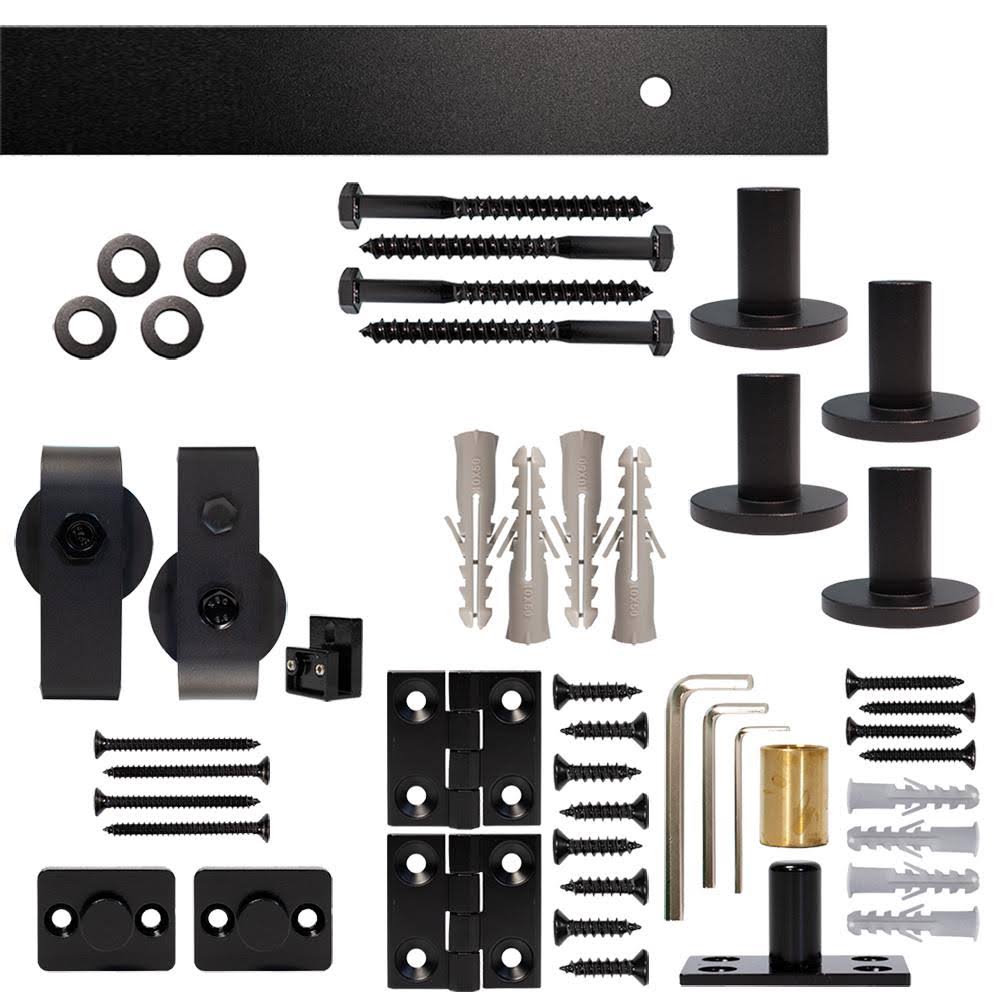 Quiet Glide 48 in. Black Single Bi-Fold Top Mount Sliding Barn Door Track and Hardware Kit | NT.BF1500.TM.08-4