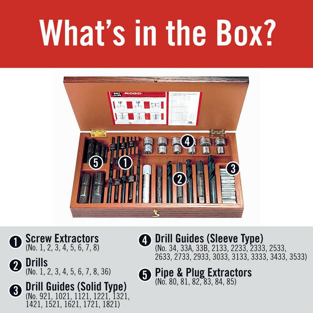 Ridgid 35590 25 Screw and Pipe Extractor Set