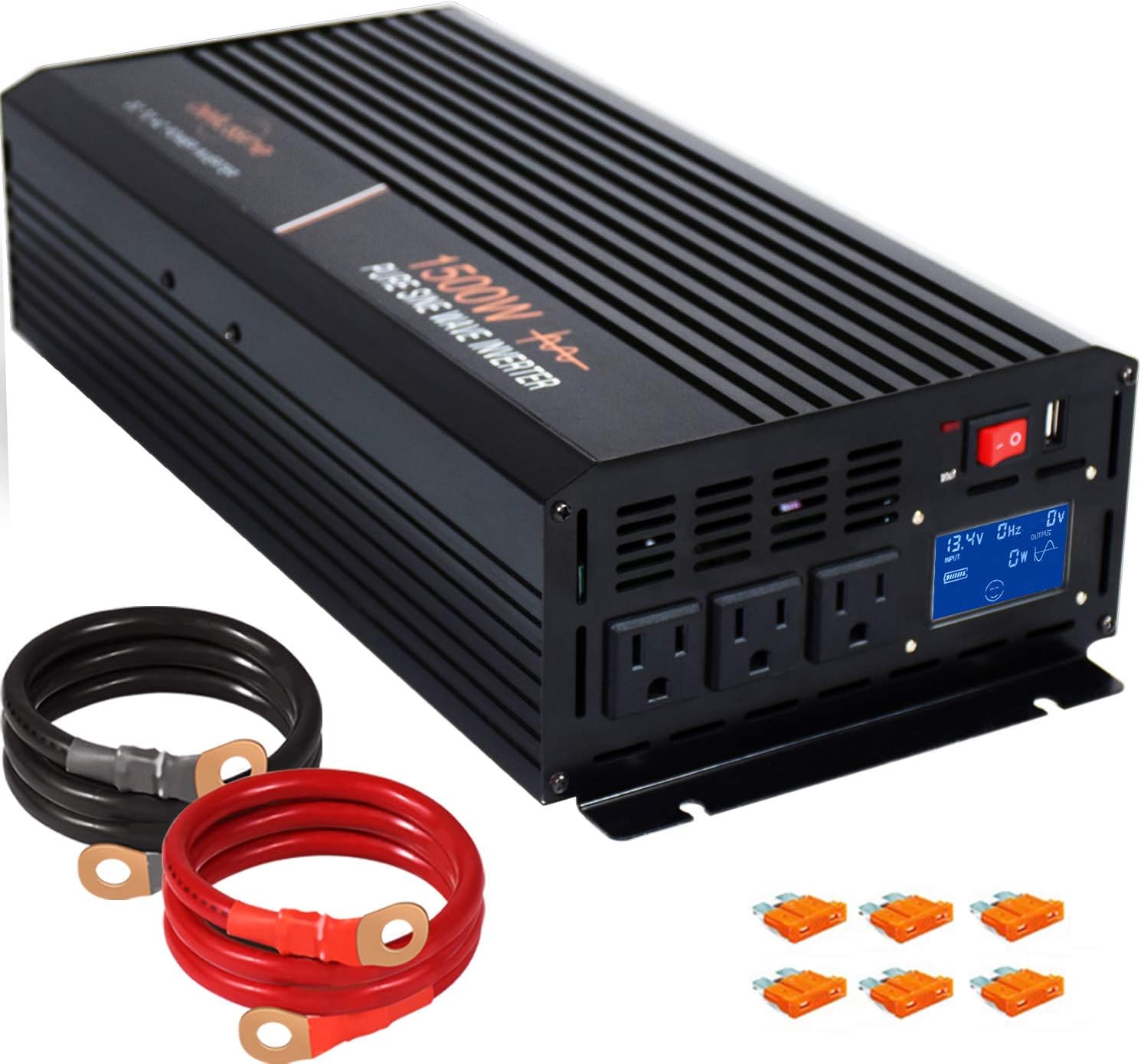 aeliussine 1500 watt Pure Sine Wave Inverter 48 Volt dc to ac 110v 120v with LCD Display Power Inverter for Car Off Grid Solar Power System (1500w48v LCD)