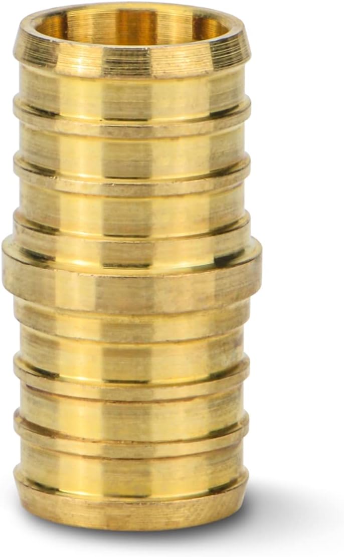 IWISS F1807 Brass Crimp Fitting 3/4 inch, 5 Pack, Lead Free PEX Barb Coupling/Splicer, NSF Certified Pack of 2