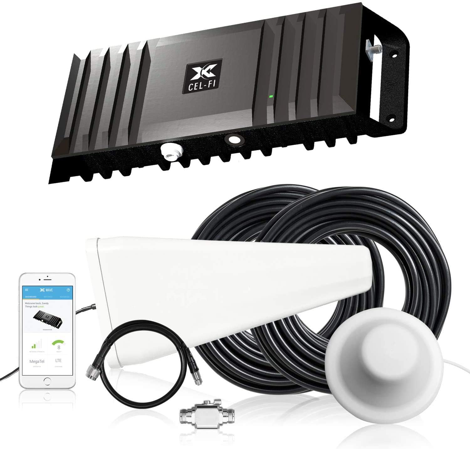 Cel-Fi GO X | Cell Phone Signal Booster | 2 Dome Antenna Bundle Kit - All Accessories Included | Multi-Carrier Support with Carrier Switching | Up to 100 dB Multiuser Gain