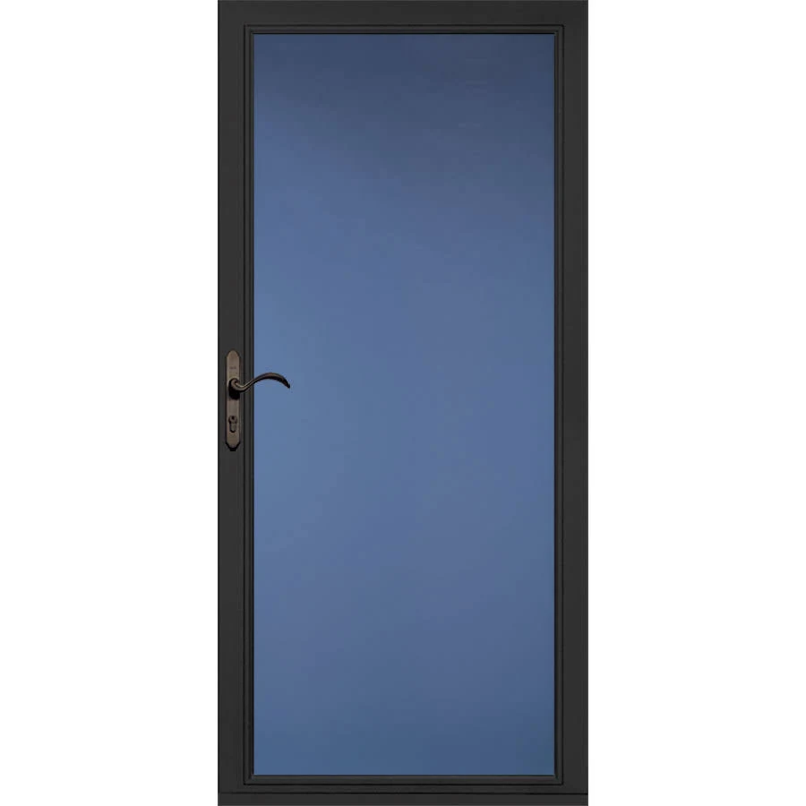 Pella Select Low-E 36-in x 81-in Black Full-view Universal Reversible Aluminum Storm Door | 6000LE05254