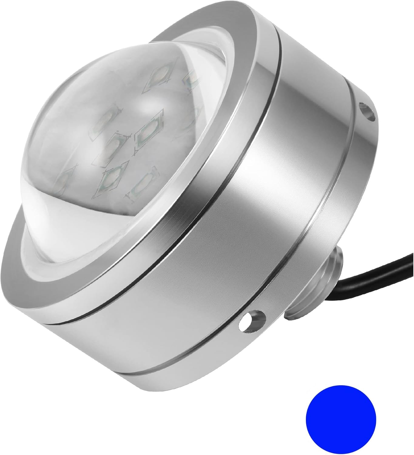 HUSUKU P2 Underwater Boat Drain Plug Light 3INCH 2500LM 12V 40W 24LED, IP68 Waterproof, 316L Stainless Steel 1/2